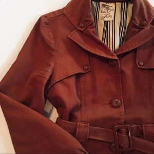 Tulle Burnt Orange Trench Coat - Size M/L